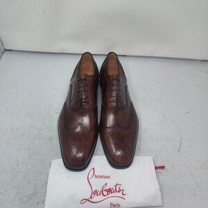 Christian Louboutin Brown Wingtip Brogue Leather Derby Shoe